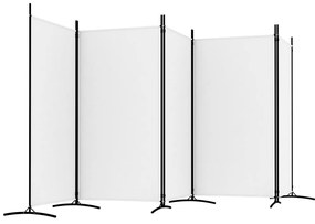 Divisorio a 5 pannelli bianco 433x180 cm tessuto