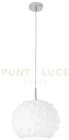 Sospensione in metallo e vetro bianco meteora 1 luce attacco e27 d....