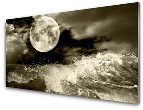 Quadro acrilico Paesaggio notturno della luna 100x50 cm