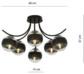 Plafoniera Moderna Coeo Acciaio Nero 6 Luci E14 Ip20