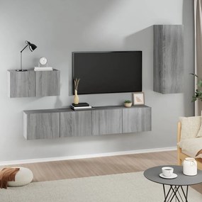 Set Di Mobili Porta Tv 4 Pz Grigio Sonoma İn Legno Multistrato /