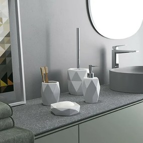 Set bagno da appoggio 4 pezzi in bianco in ceramica Dalia