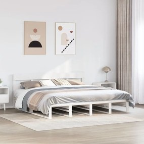 Letto Senza Materasso Bianco 180x200 Cm Legno Massello Di Pino /