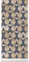 Ferm Living Carta da parati Birds - Deep Blue/ Gold