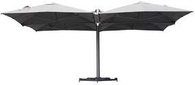 Ombrellone a palo centrale bianco / argento SOMBRA CONTRACT NATERIAL L 300 x 300 cm con telo grigio