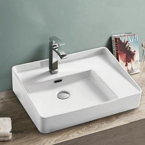 Lavabo D'Appoggio Rettangolare "Break The Rules" Da 59,5x45,5 Cm Ceramica In Finitura Bianco Opaco