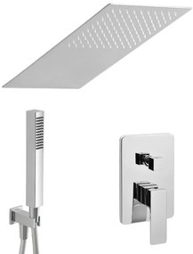 Set doccia incasso Kubo con soffione a muro 25x52 cm e kit doccia