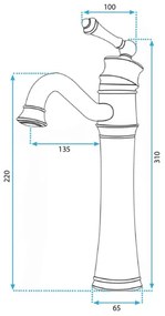 REA-B0227 - Miscelatore per lavabo VINTAGE OLD 31 cm nero