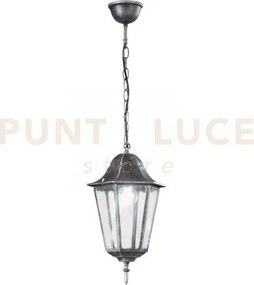 Sospensione firenze nera e silver 1 luce attacco e27 ip44 21x21x136...