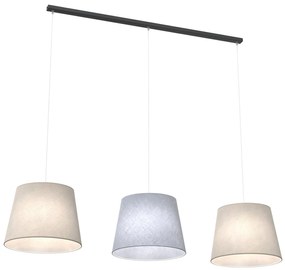 Lampadario A 3 Luci Osiride Con Paralumi In Tessuto Beige E Grigio