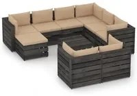 Set Salotto Giardino con Cuscini 10 pz Legno Impregnato Grigio 3068411