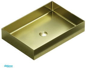 Lavabo D'Appoggio "Saturn" Da 55x38 Cm Finitura Oro C/Piletta Click-Clack