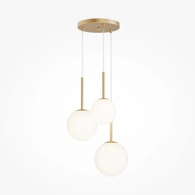 Maytoni Lampada a sospensione moderna in metallo con 3 pendenti in vetro rotondi Basic Form - 40W ORO