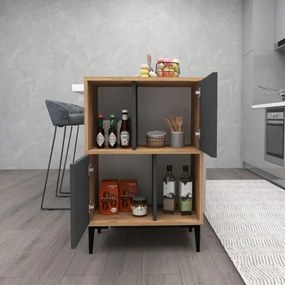 Mobile Da Cucina Multiuso Dispensa 60x35x90 Nikla Rovere E Antracite