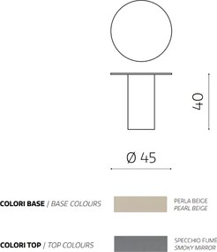 Tavolino tondo WAYLON 45 con base in metallo Beige e piano in vetro Fumč