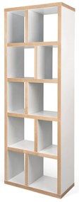 Libreria bianca con bordo in legno 70x198 cm Berlin - TemaHome