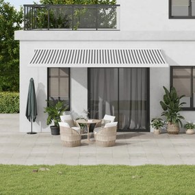 Tenda Retrattile Antracite E Bianca 5x3 M Tessuto E Alluminio /