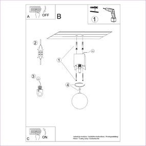 Plafoniera di colore naturale con paralume in vetro 12x12 cm Rayer – Sollux