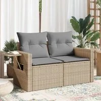 Divano da Giardino con Cuscini a 2 Posti Beige in Polyrattan 366094