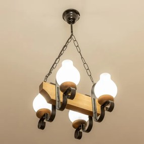 Brilagi - Lampadario a sospensione con catena QUEEN 4xE14/40W/230V faggio