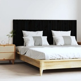 Testiera Da Parete Nera 159,5x3x60 Cm İn Legno Massello Di Pino /