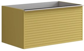 Mobile da bagno sotto lavabo Pixel laccato opaco giallo sole laccato L 80 x H 40 x P 45.5 cm 2 cassetti, lavabo non incluso