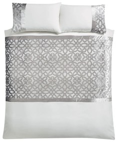 Set copripiumino e federa color crema e greige in velluto per letto matrimoniale e per letto esteso 230x220 cm Lattice Cut – Catherine Lansfield