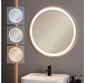 Brilagi-LED dimmerabile, specchio riscaldato con retroilluminazione, profilo in alluminio ALU PRO, LED 18W/230V, Ø 60 cm, IP44, finitura cromo satinato