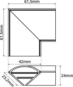Angolo di Giunzione 90° per Profilo Angolare per Doppia Striscia LED