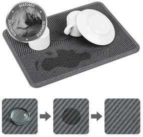 Tappetino scolapiatti grigio in diatomite 40x30 cm Damon – Wenko