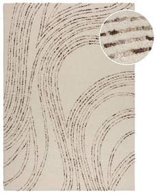 Tappeto marrone/color crema in lana 80x150 cm Abstract Swirl – Flair Rugs