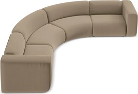 Divano angolare beige con rivestimento in velluto Ekahi – Makamii