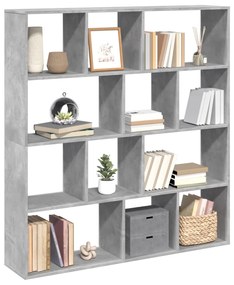 Libreria grigio cemento 132x29x141,5 cm in legno multistrato