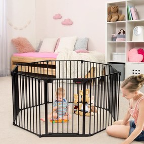 Costway Box con 8 pannelli per bambini, Centro attività sicuro e facile da trasportare, Nero