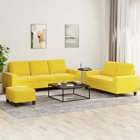 Set Di Divani 3 Pz Giallo Chiaro İn Tessuto /