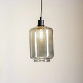 Solbika Lighting Lampada a sospensione Tube con paralume in vetro grigio fumo Ø 17 cm