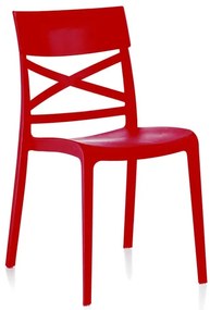 Sedia da giardino in polipropilene London Cross NEW GARDEN rosso, set da 6 pezzi
