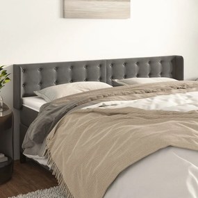 Testiera Ad Orecchio Grigio Scuro 183x16x78/88 Cm İn Velluto /