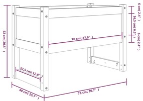 Fioriera Grigio 78x40x52 cm in Legno Massello di Pino