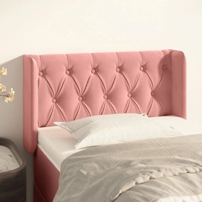 Testiera Ad Orecchio Rosa 83x16x78/88 Cm İn Velluto /