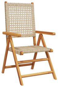 Sedie da giardino 2 pz beige legno massello acacia e polyrattan