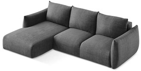 Divano angolare grigio scuro allungabile (con penisola a sinistra/con chaise lounge) Leila – Makamii