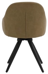 Set di sedie girevoli COVENT in similpelle marrone e gambe in metallo nero, con braccioli