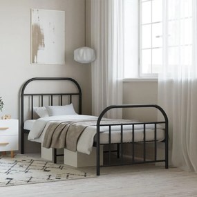 Giroletto con testiera e pediera metallo nero 80x200 cm
