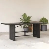 Tavolo da Giardino Piano in Vetro Nero 190x80x74 cm Polyrattan 365304