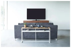 Tavolo consolle bianco/in marrone chiaro con effetto frassino 20,5x126 cm Tower - YAMAZAKI