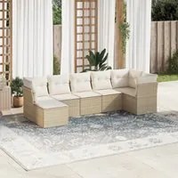 Set Divani da Giardino 7 pz con Cuscini Beige in Polyrattan 3217968