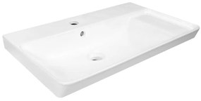 Lavabo d'appoggio rettangolare vasca a sinistra Easy L 71.2 x H 15.5 x P 42.4 cm in ceramica bianco lucido