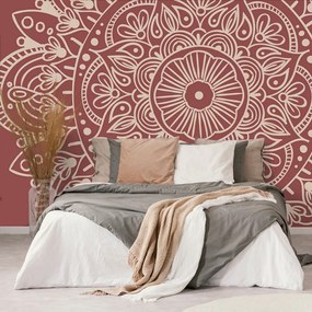 Carta da parati – Mandala su sfondo bordeaux