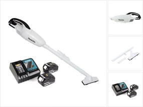 Aspiratore a batteria Makita dcl 180 rt w 18 v bianco + 2x batteria 5,0 Ah + caricabatterie
